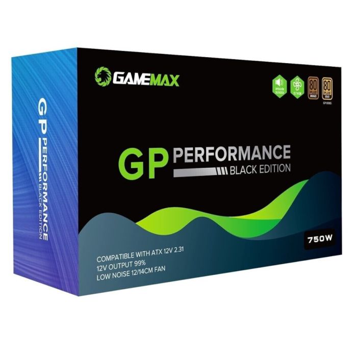 GameMax GP750 750W 80 Plus Bronze, 54A, Wired Power Supply