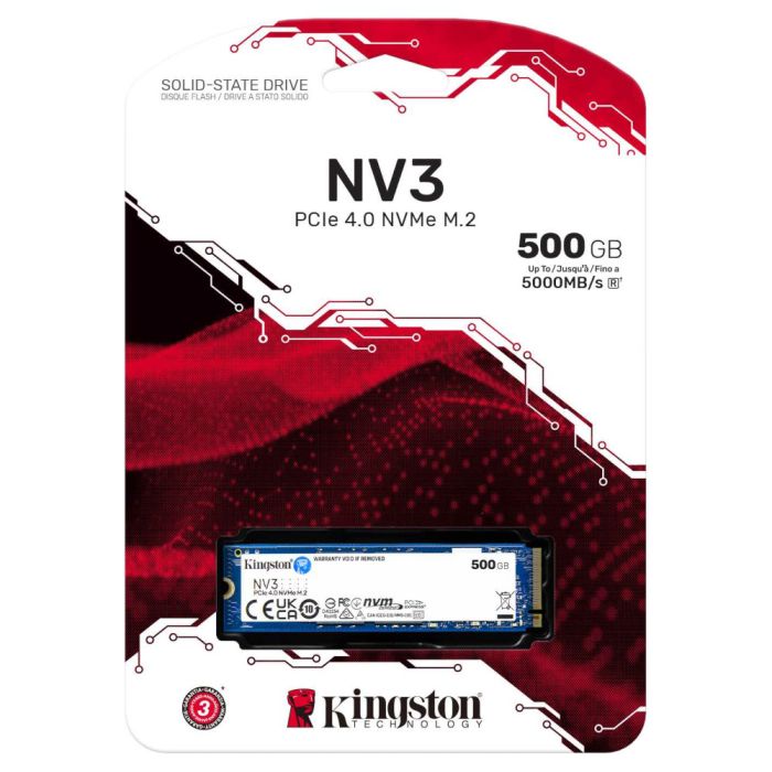 500GB Kingston NV3 PCIe 4.0 NVMe SSD, R/W-5000MB/s|3000MB/s