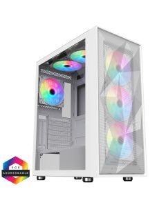 CIT Phantom XL White E-ATX Gaming Case, Mesh Front, 6 x ARGB Fans