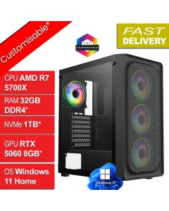 AMD Ryzen 7 5700X, RTX 5060, 32GB, W11H, Orion v1.6 Gaming PC
