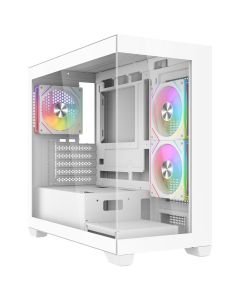 CiT Mercury White Micro-ATX  Case, 2xGlass + 3x120mm ARGB Fans
