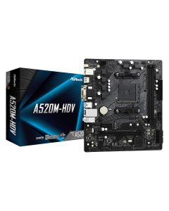 Asrock A520M-HDV, AM4, mATX, 2xDDR4, VGA/DVI/HDMI, M.2/SATA