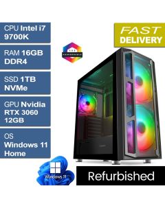 Intel i7 9700K, RTX 3060, W11H, F15 Glass Refurb Gaming PC