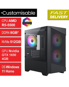 AMD R5 5500, 8GB, GTX1650, W11H, Refurb Level 1 Gaming PC