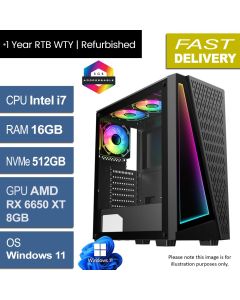 Intel i7 8700, 16GB, RX 6650 XT 8GB, W11P, Prism Refurb Gaming PC