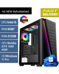 Intel i5 8500, 8GB, 512GB, GTX 1650, W11P, PRISM Refurb Gaming PC