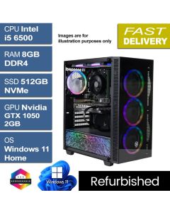 Intel Core i5 6500, 8GB, GTX 1050 2GB, W11H, ARGB Refurb Gaming PC