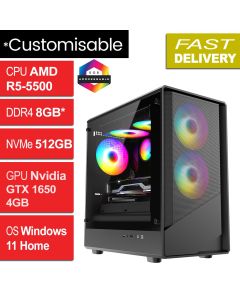 AMD Ryzen 5 5500, 8GB, GTX1650, W11H, Refurb Level 5 Gaming PC