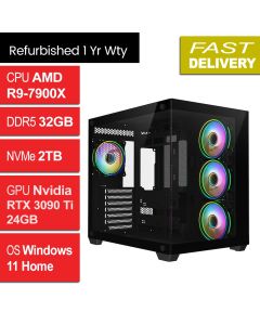 AMD R9 7900X, 32GB, RTX 3090 Ti, W11H, Vision Refurb Gaming PC