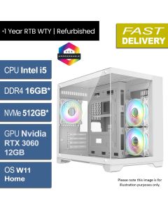 Intel i5 12400, RTX 3060 12GB, W11H, Concept White Refurb Gaming PC