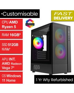 AMD Ryzen 5 4650G, 16GB, 512GB, W11H, F3M, Refurb Gaming PC