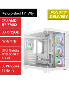 AMD R7 7700X, 32GB, RTX 5060 Ti 16GB, W11H, Vision Refurb Gaming PC