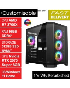 AMD R7 3700X, 16GB, 512GB, RTX 2070, W11H, DS360 Refurb Gaming PC