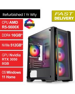 AMD Ryzen 5 5600X, RTX 3050 8GB, W11H, Vento Refurb Gaming PC