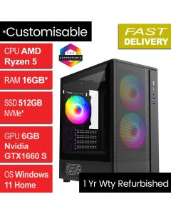 AMD Ryzen 5 4650G, 16GB, GTX1660 Super, W11H, F3M, Refurb Gaming PC