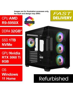 AMD R9-5950X, 32GB, W11H, RTX 3060Ti, Vision Refurb Gaming PC