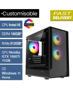 Intel i5 11400, GTX1080Ti 11GB, W11H, Level 5 Black Refurb Gaming PC