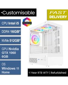 Intel i5 11400, GTX 1060 6GB, W11H, Celsius White Refurb Gaming PC
