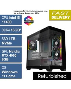 Intel i5 11400, RTX 4060 8GB, W11H, Mercury Black Refurb Gaming PC