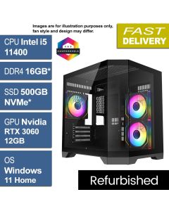 Intel i5 11400, RTX 3060 12GB, W11H, DS240 Black Refurb Gaming PC