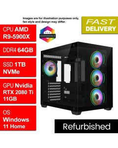 AMD R9-5900X, 64GB, W11H, RTX 2080Ti 11GB, Vision Refurb Gaming PC