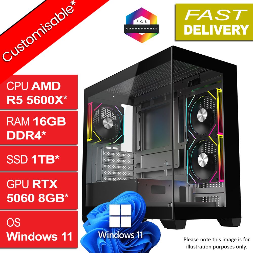 AMD Ryzen 5 5600X, 16GB, RTX 5060, W11 Home, Operator v2.0 Gaming PC