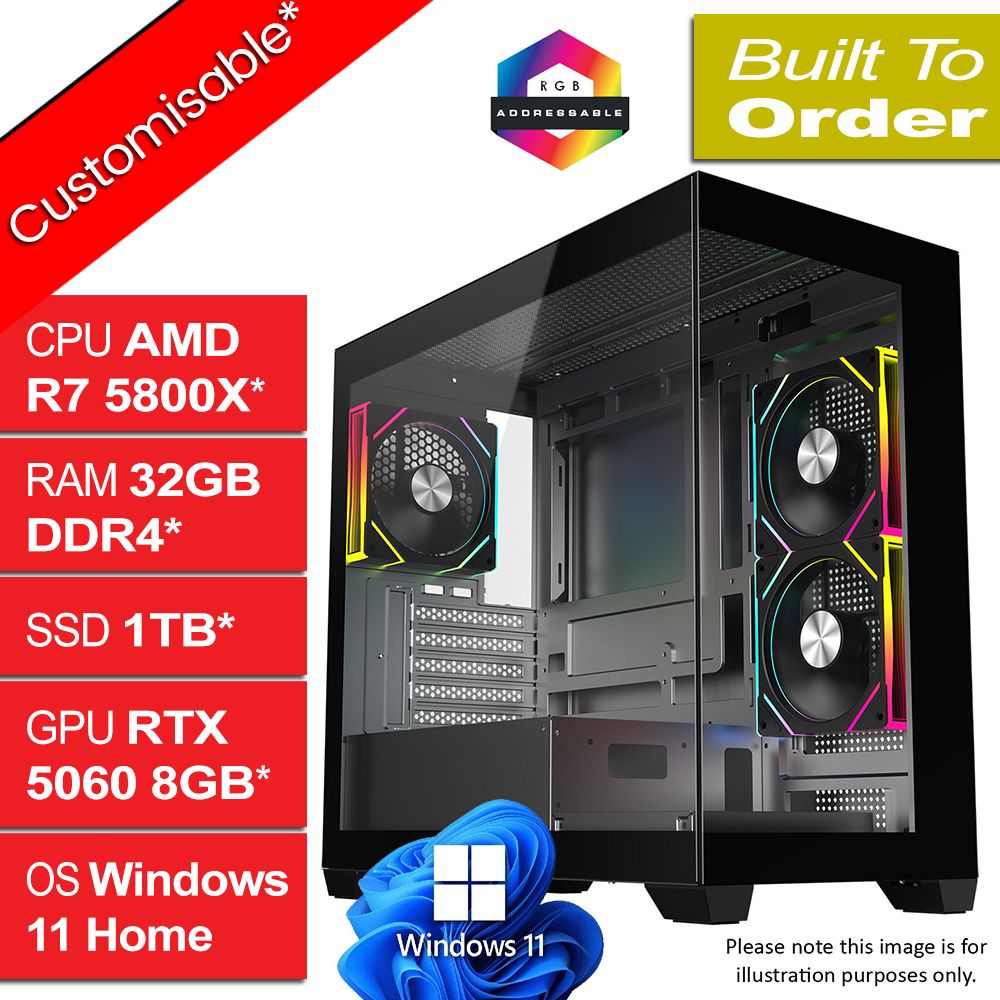 AMD Ryzen 7 5800X 32GB RTX 5060 Mercury v1.7 Gaming PC