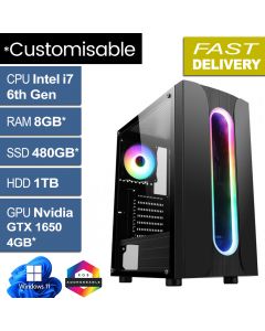 Intel i7 6700, 8GB, 480GB SSD, GTX1650, W11H, Sauron V1.8 Gaming PC