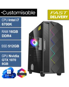 Intel i7 6700K 16GB 512GB GTX1070 W11H, Black Diamond v1.1 Gaming PC