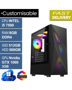 Intel i5 7500 8GB 512GB GTX1060 W11H, Falcon V1.1 Gaming PC