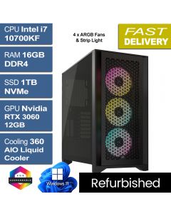 Intel i7 10700KF RTX 3060 W11H, Corsair 4000D Refurb Gaming PC