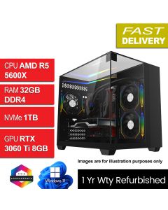 AMD Ryzen 5 5600X, RTX 3060 Ti, W11H, Eclipse Refurb Gaming PC