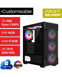 AMD Ryzen 5 5600G, RTX 2060 6GB, W11H, Crossfire Black Gaming PC