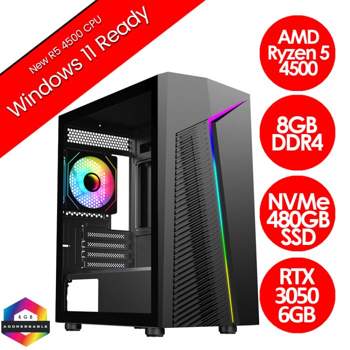 AMD Ryzen 4500 RTX3050 Alpha RGB Gaming PC