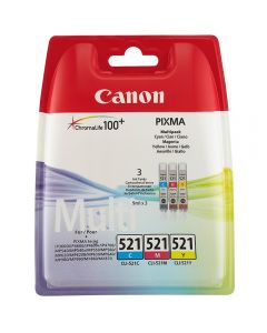 Canon MultiPack CLI-521CMY Cyan, Magenta & Yellow 3 inks 3 x 9.0m