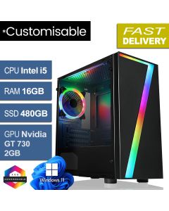 Intel i5 4460 16GB 480GB GT 730 W11H, Seven Refurb Gaming PC