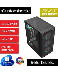AMD Ryzen 7 2700X, RX 6600 8GB, W11H - Orion Refurb Gaming PC
