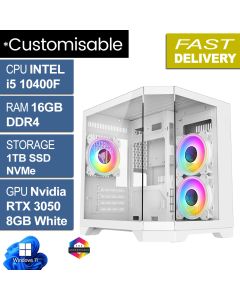 Intel i5 10400F, RTX 3050 8GB, W11H, CIT DS240 WHITE Refurb Gaming PC