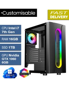 Intel i7 7700 16GB 1TB GTX 1060 W11H, Sauron v1.2 Gaming PC