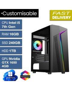 Intel i5 7500 16GB 240GB SSD GTX 1650 W11H, Alpha Gaming PC