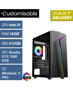Intel i5 9500,16GB, GTX 1660 6GB, W11P, CIT Alpha Refurb Gaming PC