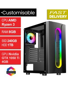 AMD Ryzen 3 3200G 8GB GTX 1050 Ti W11H, Refurb Sauron Gaming PC