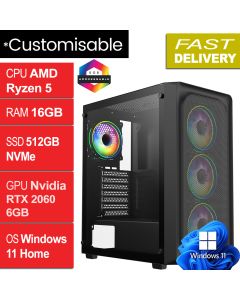 AMD R5 5600, 16GB, RTX2060, W11H, Refurb Orion Black Gaming PC