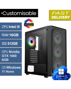 Intel i5 9500, 16GB, GTX 1660 6GB, W11P, Orion Black Refurb Gaming PC