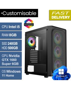 Intel i5 9500, 8GB, GTX 1660 6GB Super, W11H, Orion Black Refurb Gaming PC