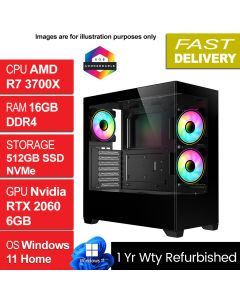 AMD R7 3700X, 16GB, 512GB, RTX 2060, W11H, Sense Refurb Gaming PC