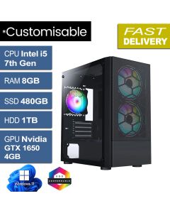 Intel i5 7500 8GB 480GB SSD GTX1650 W11H, META Gaming PC